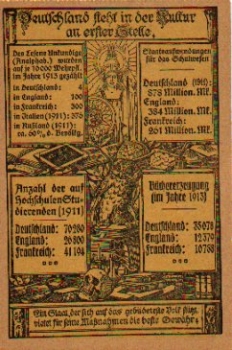 Germany comes first in culture, owl on books * around 1915