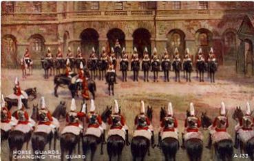 English Guards on Horseback artist card *circa 1940