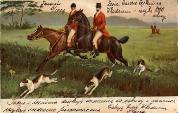 Hunting with Horses and Hounds Artist's Card o ca. 1900