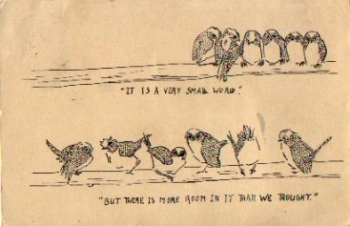 Birds perched on a branch, narrow world, but more space o 22.7.1911
