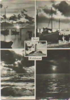 18565 Insel Hiddensee  Mondschein, Leuchtturm, o ca. 1955
