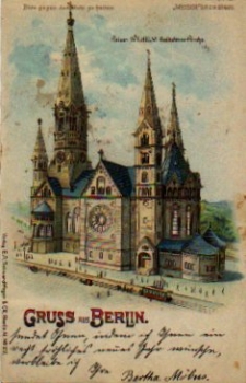 Berlin Halt gegen das Licht-AK, Straßenbahn, Gedächtniskirche, Litho o 3.1.1901