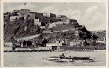Ehrenbreitstein Fortress Rhine steamboat * around 1920
