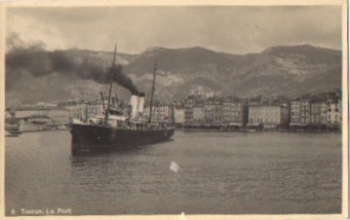 Toulon harbor steamship real photo *ca. 1930