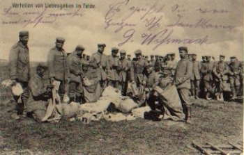 Militaer Postausgabe 1. WK. Verteilen von Liebesgaben o 25.1.1915