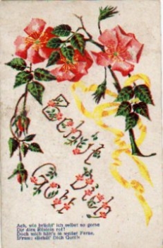 Rosen mit Knospen "Behüt dich Gott" gebr. ca. 1915