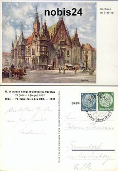 Breslau Sawmill Festival 1937 private postal stationery special cancellation 31.7.1937