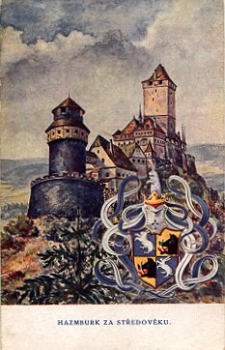 Hazmburk coat of arms wild boar, hare * approx. 1950