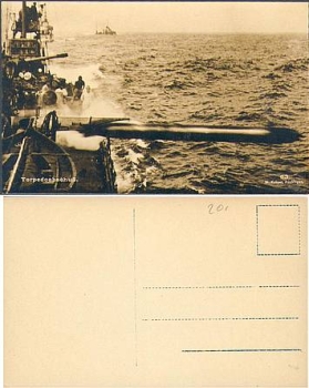 Torpedo firing German Navy echo photo *approx. 1915
