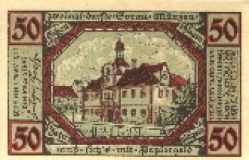 Sorau, East Brandenburg emergency money, voucher for 50 Pf., No. 021529 (1921)