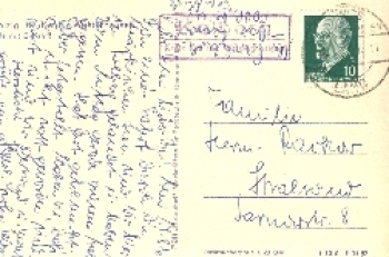 15752 Kolberg Mark post office stamp on postcard o 14.8.1963