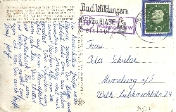 34537 Bad Wildungen Posthilfsstellenstempel auf AK o 1959