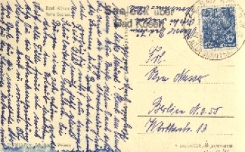 06628 Bad Kösen post office stamp on postcard, o approx. 1960