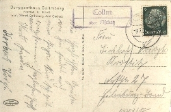 04758 Oschatz post office stamp on postcard o 8.7.1938