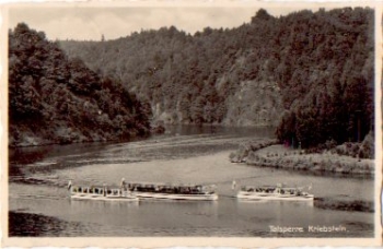 09648 dam Kriebstein with excursion steamers, barge from 19.7.1937