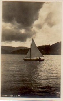 Sailing boat in Lake Titisee * around 1930