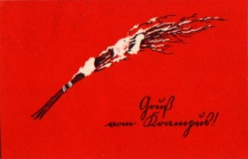 Teufel Krampus Rute mit Schnee bedeckt o 5.7.1927