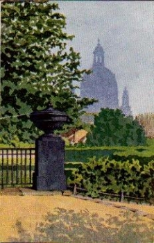 Dresden, Frauenkirche from the Japanese Palace, artist's card W. Benkert o July 13, 1920