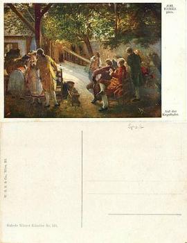 Kegelbahn Künsterkarte  Hamza *ca. 1920