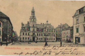 08451 Crimmitschau Markt und Rathaus gebr. ca. 1900