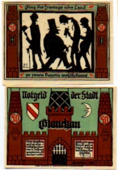 08371 Glauchau Städtenotgeld Wert 50 Pfennige Eule 1921