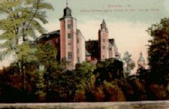 08371 Glauchau Schloss mit Blick nach Kirche * ca. 1907