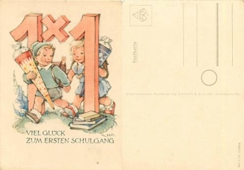 Back to school school cone artist card H.K. * around 1950