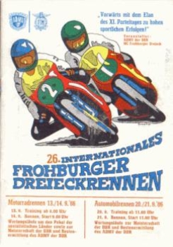 Frohburg Triangle Race 26th International Motorbikes Auto 21.9.1986 Magazine