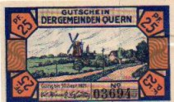 24972 Quern Städtenotgeld 25 Pfennige Windmühle  1921