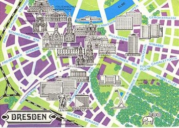 Dresden city map maps AK * approx. 1975