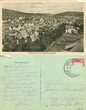 36448 Bad Liebenstein postcard o 27.8.1921