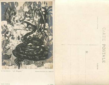 Snake artist card A. Le Beau *ca.1920