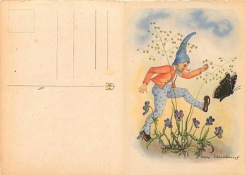 Dwarf with butterfly sig Herta Wasserkampf * around 1930