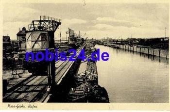 01587 Riesa Elbe harbor Zillen *ca.1940