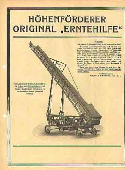Elevator conveyor "Harvest Aid" agriculture brochure A4 4 pages around 1925