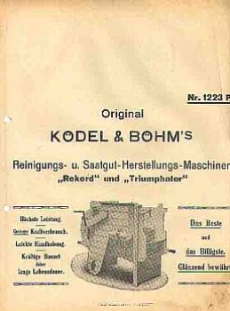 Seed production machine "Rekors" Triumphator" agriculture brochure Kodel & Bohm ca.1940 ​​​​​​​4 pages