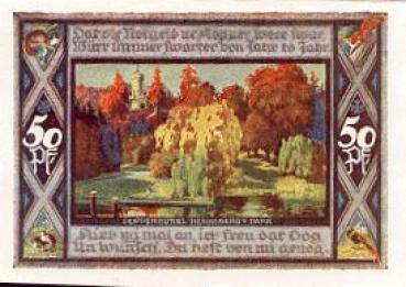 Poppenbüttel Hamburg Städtenotgeld Wert 50 Pfennige Hennebergs Park 1921