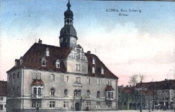 04552 Borna town hall or 09.12.1914 railway post office Leipzig - Chemnitz