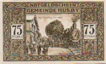 24975 Husby city emergency money 75 pfennigs passport revision on train 1921