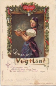 Vogtland Greetings from the ... traditional costumes o June 18, 1924 Bahnpost train no. 2126