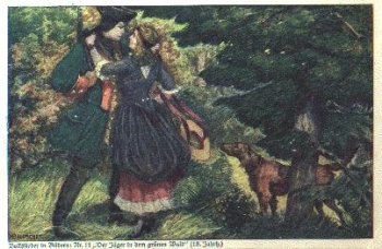 Hunter woman dog artist card Baluschek o 30.12.1918