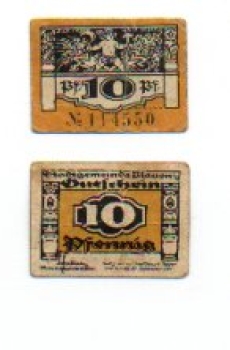 08523 Plauen city emergency money 10 pfennigs 1921