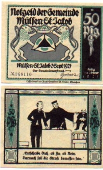 08132 Mulsen City Emergency Money 50 Pfennig Penalty Assessment Court No. 5 1921