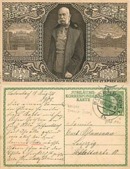 Austria Emperor Franz Josef anniversary card, o August 18, 1908