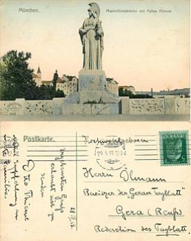 München Maximiliansbrücke mit Pallas Athene o 29.5.1913