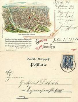 Munich Litho City Map Private Post Office Courier