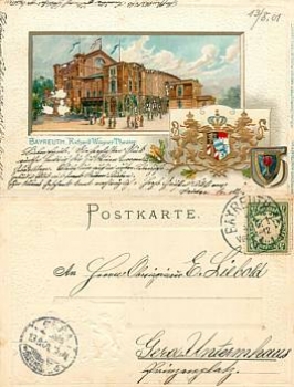 Bayreuth passepartout card gold cut Litho o13.8.1900