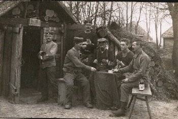 Skat soldiers W.H. Military pioneers real photo used February 22, 1917