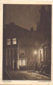 Amsterdam Driehoekstraat moonlight card *approx. 1920
