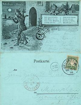 31785 Hameln Pied Piper moonlight card o 9.11.1898